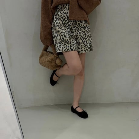 レオパードデニムショートパンツ