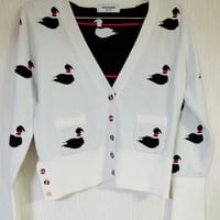 アヒル柄 カシミヤ カーディガン