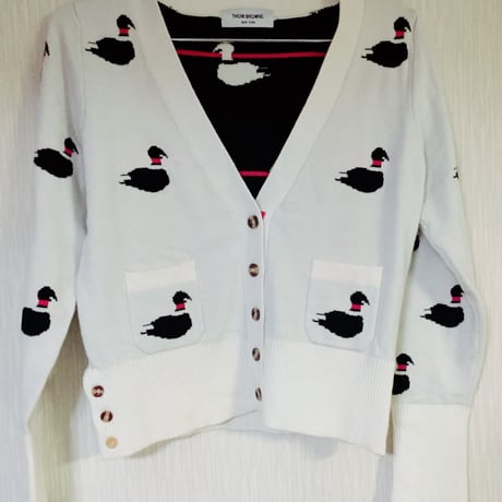 アヒル柄 カシミヤ カーディガン