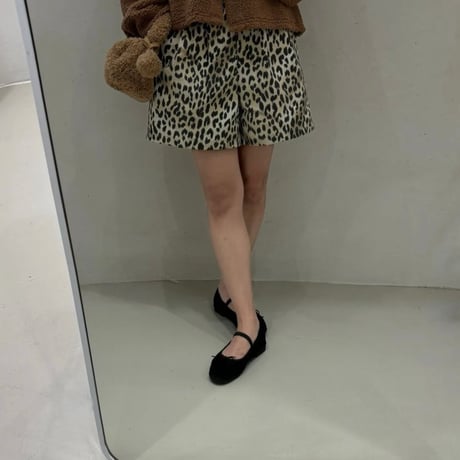レオパードデニムショートパンツ