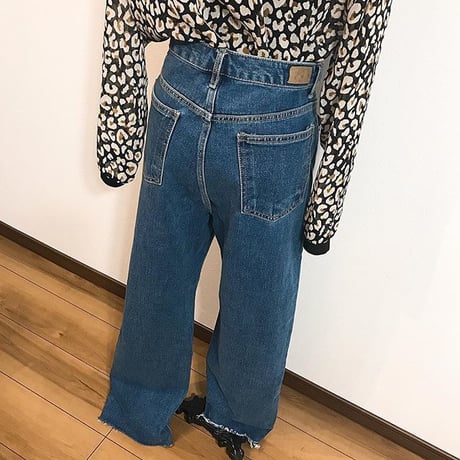 アシメトリーハイウェストデニムパンツ
