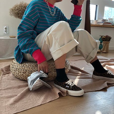 厚手ボーダーオーバーサイズロンＴ
