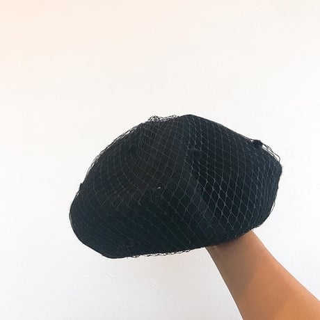ベール付きベレー帽