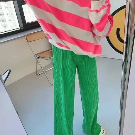 ワッフルワイドパンツ