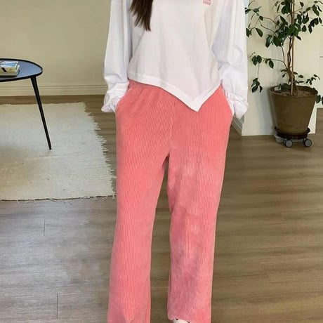 ワッフルワイドパンツ