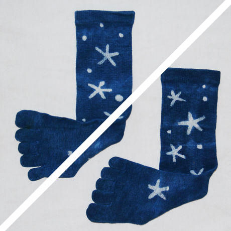 星柄　オーガニックコットン藍染め靴下 L24〜27cm