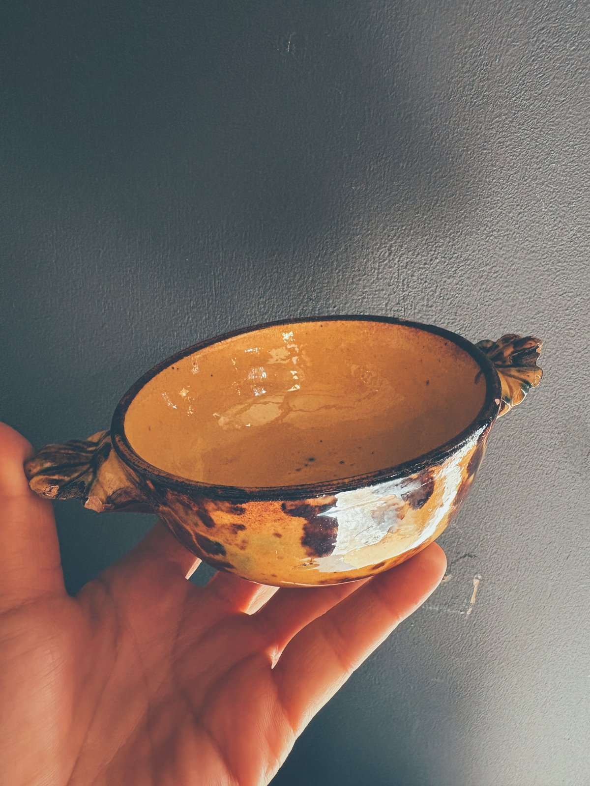 農民のボウル・・・フランス19世紀　大きな耳付きキュノワールの器　西洋民藝 農民のボウル・・・フランス19世紀 大きな耳付きキュノワールの器 西洋民藝