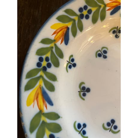 K.G.Lunéville Φ20.5cm 手描きの絵付け皿・ファイアンス