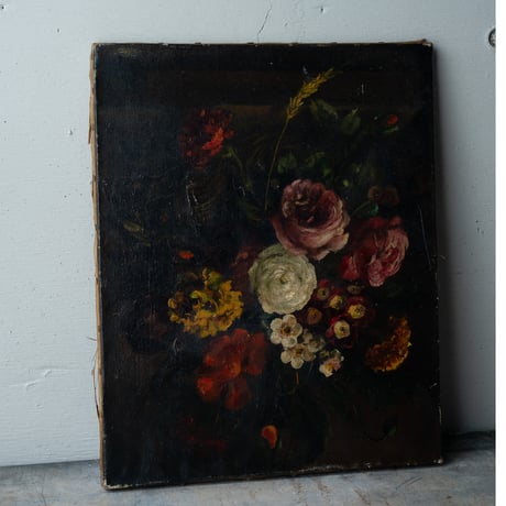 19世紀末France 漆黒の背景に咲く花々・油彩 | BOLT antique &broca 19世紀末France 漆黒の背景に咲く花々・油彩 | BOLT antique &broca