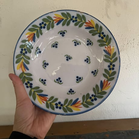 K.G.Lunéville Φ20.5cm 手描きの絵付け皿・ファイアンス