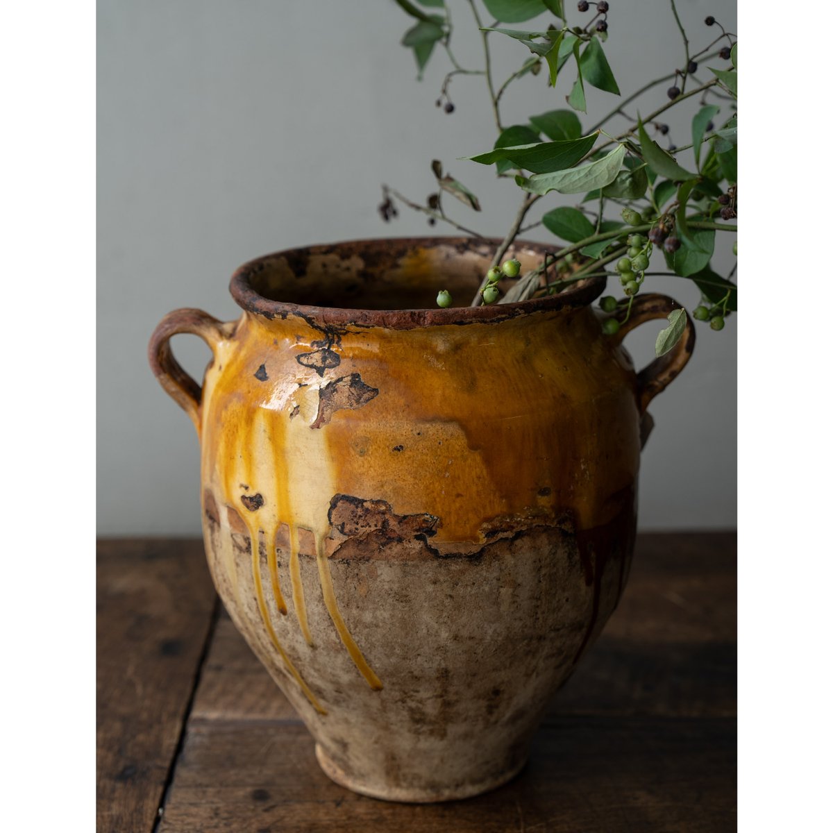 大きな黄釉のコンフィポット・ゴッホのひまわりH31cm | BOLT antique