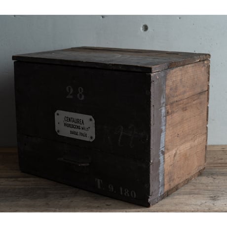 19世紀・ハーブ薬局の保存と運搬用の木箱・No28