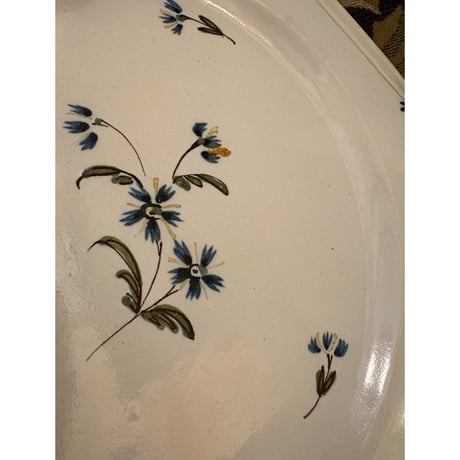 Faience オクトゴナル/手彩色の花・19世紀フランス