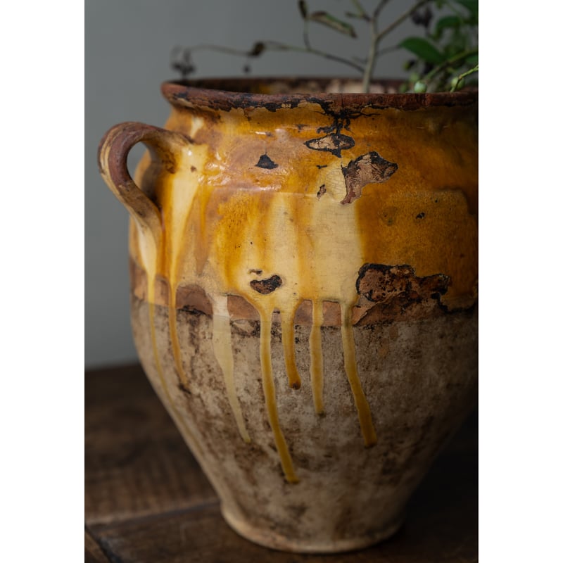 大きな黄釉のコンフィポット・ゴッホのひまわりH31cm | BOLT antique