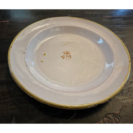 MOUSTIERS VARAGES・ファイアンス黄色い花の皿Φ22cm