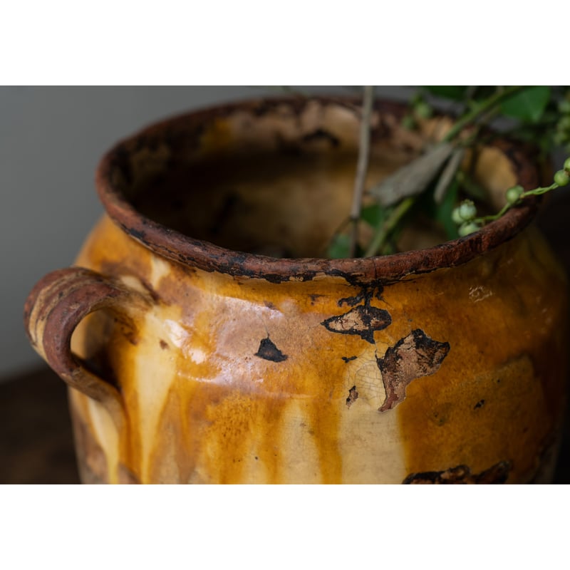 大きな黄釉のコンフィポット・ゴッホのひまわりH31cm | BOLT antique