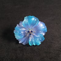 Sea Blue Chalcedony Flower Pin Brooch