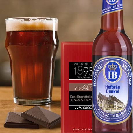 父の日【ビールとスイーツのギフト】ドイツビール【ドゥンケル」330ml　ダークチョコレート 70％カカオ 『ワインリッヒ』 ギフト箱付 リボン包装 送料無料