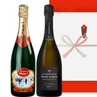 誕生日 御祝【シャンパンギフト】2本セット フランス 有名ブランド 辛「マキシム・ド・パリ・ブリュット」「デミリー・ド・ベーレ」辛口 750ml×2ギフト箱 メッセージカード付き