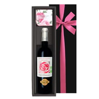 【ワインとハンカチのギフトセット】 フランス ボルドー コート・ド・ブール 辛口 バラ柄 750ml 国産 日本製 ハンカチタオル 綿100% 無撚糸 送料無料