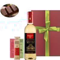 【ワインとスイーツ】フランス 白ワイン 『マキシム・ド・パリ』「ラ・デュッシェス・デュ・プリウレ」 375ml やや甘口＆ベルギー『カフェタッセ』ミニチョコレート24枚入り