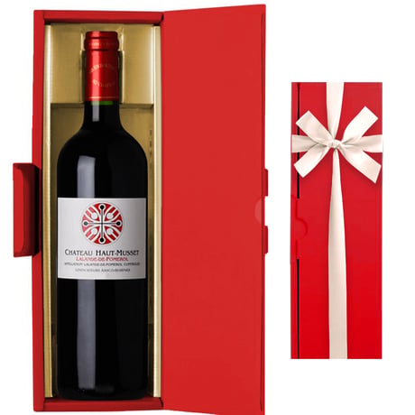 赤ワイン CHATEAU HAUT-MUSSET フランス ボルドー ラランド・ド・ポムロール 750ml 結婚祝い 結婚記念日 誕生日 ギフト箱 リボン付き メッセージカード付き