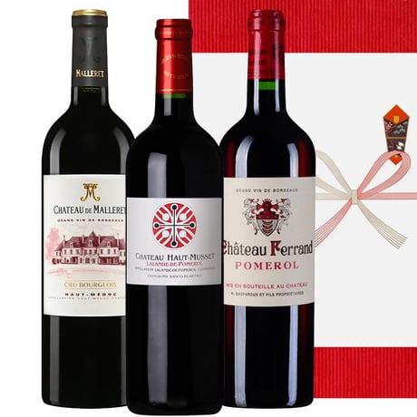 お中元 高級 ワイン ギフト 赤ワイン 3本 セット 詰め合わせ フランス ボルドー 辛口 750ml  誕生日 お酒 内祝い 就任祝い 会社 法人 取引先 贈答 のし