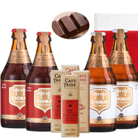 父の日【ビールとスイーツ】ベルギー 『シメイ』「シメイ・レッド」「シメイ・ホワイト」 330ml 各2本 ＆ ベルギー『カフェタッセ』 チョコレートバー 4本