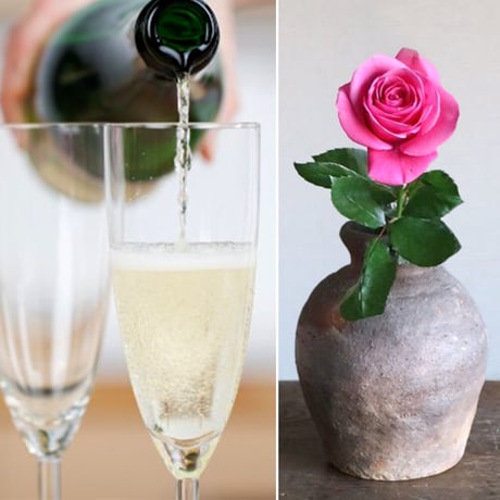 ピンクの薔薇のプリザーブドフラワー ギフト箱【ワイン・お花】フランス スパークリングワイン375ml やや甘口  リボン付き メッセージカード付き 送料無料
