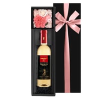 カーネーション ワイン 花 セット ギフト 人気 「マキシム・ド・パリ」 白ワイン フランス ボルドー モワルー 375ml ハーフボトル プリザーブドフラワー ボックス アレンジ