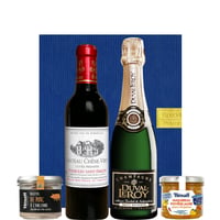 御祝 記念日 ワイン グルメ 詰め合わせ ギフト セット フランス シャンパン ボルドー 赤ワイン 375ml 2本 ハーフボトル おつまみ 豚肉 リエット サバ 唐辛子 スプレッド 送料無料