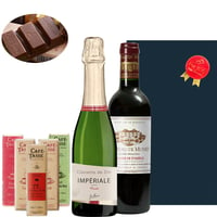 【ワインとスイーツギフト】フランスワイン ハーフボトル×2本　 赤ワイン「シャトー・ミュッセ」スパークリングワイン「キュヴェ・インペリアル」