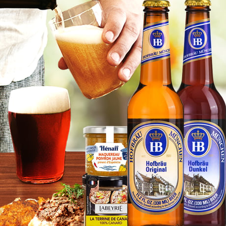 父の日 ビール おつまみ グルメギフト ドイツ クラフトビール ミュンヘン ラガー 黒ビール 330ml 2本 フランス 鴨レバー 魚 テリーヌ おつまみ 2種 ギフト箱付 送料無料
