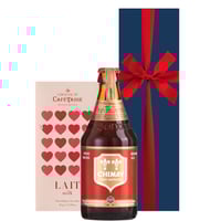 ビール チョコレート プレゼント ベルギービール シメイ 330ml 高級 ギフト箱 リボン付き メッセージカード付き 送料無料 フベルギー ミルク チョコ カフェタッセ おしゃれ