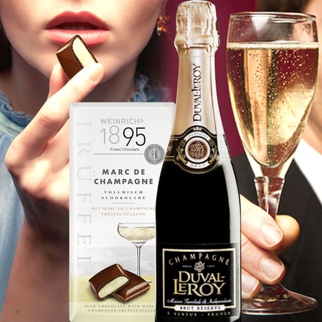 誕生日 お祝い プレゼント シャンパンとスイーツのギフト フランスのシャンパン「ブリュット・レザーブ 」375ml＆ドイツのシャンパンチョコレート
