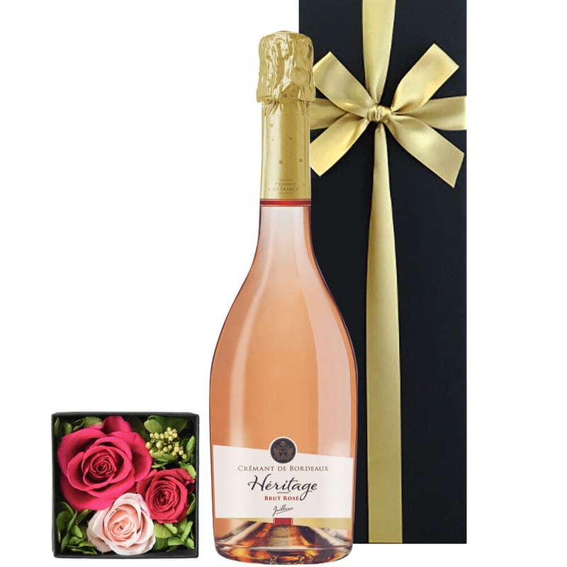 ボルドーページ 誕生日》【ワインとお花のギフト】フランスのロゼスパークリング