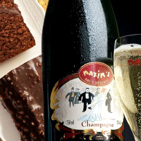父の日【ワインとスイーツのギフト】シャンパン フランス 辛口 750ml 「マキシム・ド・パリ ブリュット」チョコレートパウンドケーキ LES CACAOS