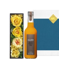 ノンアルコールジュース《お祝いギフト》【ジュースとお花】フランス『アラン・ミリア』アプリコットネクター 330ml＆黄色のプリザーブドフラワーボックス