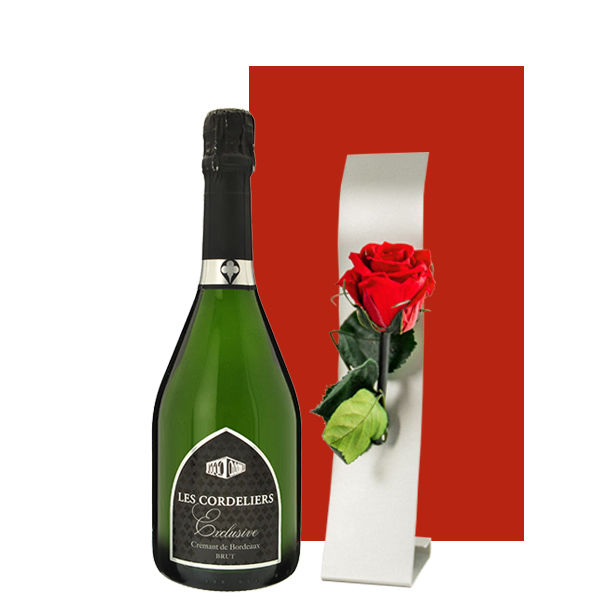 赤いバラ 一輪挿し【ワインお花のギフト】 スパークリングワイン