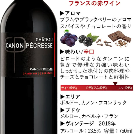 誕生日 御祝 ワインギフト フランス・ボルドー地方の赤ワイン 「シャトー・カノン・ペクレス」750ml ギフト箱 リボン付き メッセージカード 送料無料