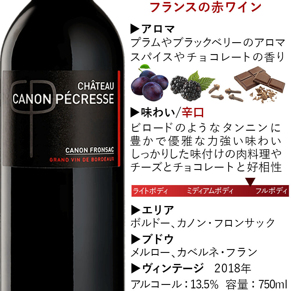 ワイン 2本セット シャトー カノン ペクレス 2017年 赤 ※ 750ml 13