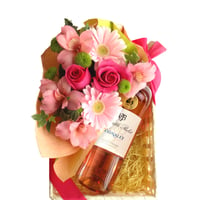 《誕生日祝い》【お花とロゼワインのギフト】バラ フラワーギフト ロゼワインとお花のギフト 南フランス サン・シニアンのロゼワインとフレッシュなピンク色のフラワーアレンジメント