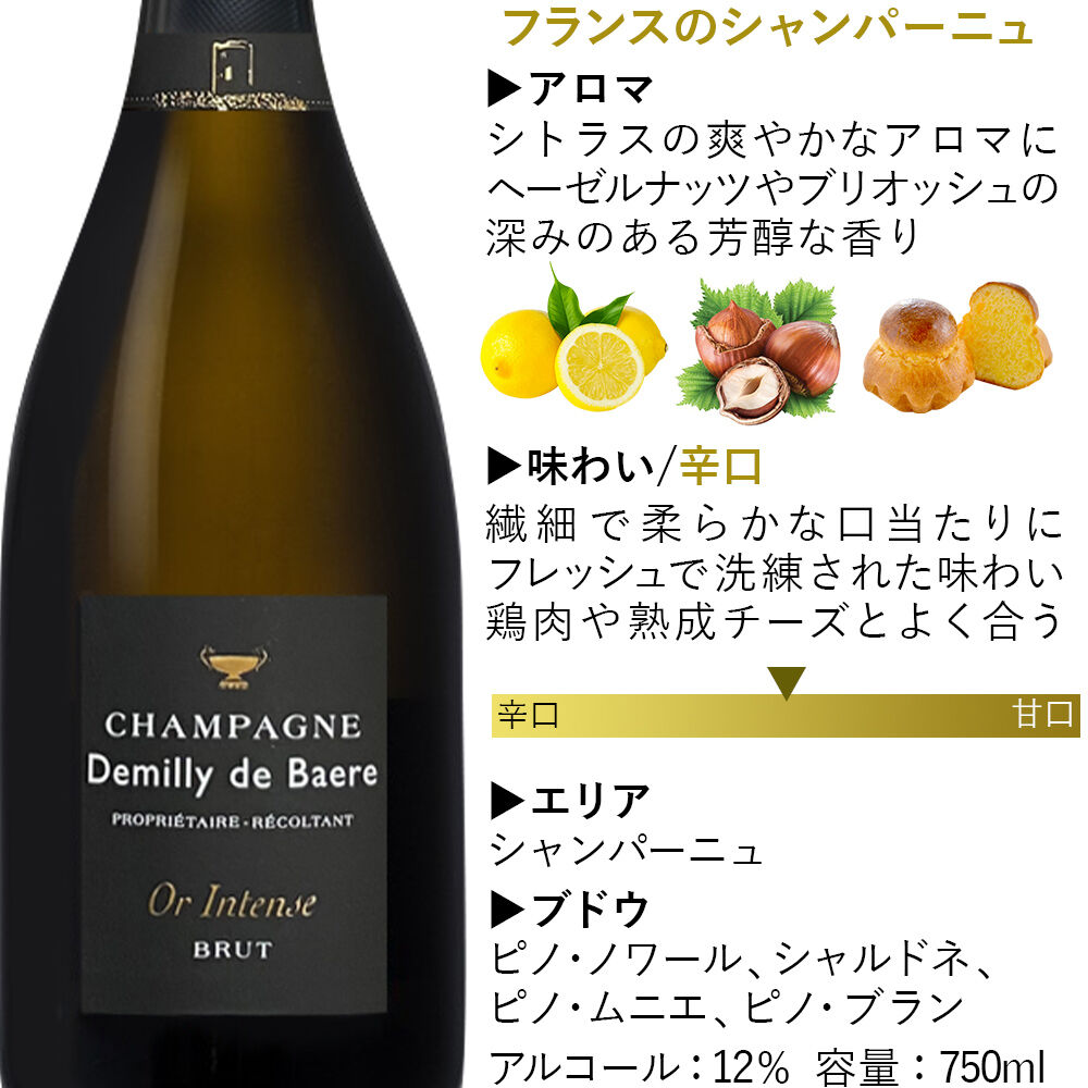 Demiilly de Baere ゴールド ブリュット シャンパン 誕生日 御祝【シャンパンギフト】2本セット フランス 有名ブランド 辛