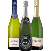記念日 御祝 誕生日【 スパークリングワインセット】フランス「ブルゴーニュ」、「アルザス」、「コート・デュ・ローヌ」3地域の飲み比べ 3本セット ギフト箱 リボン付き メッセージカード付き