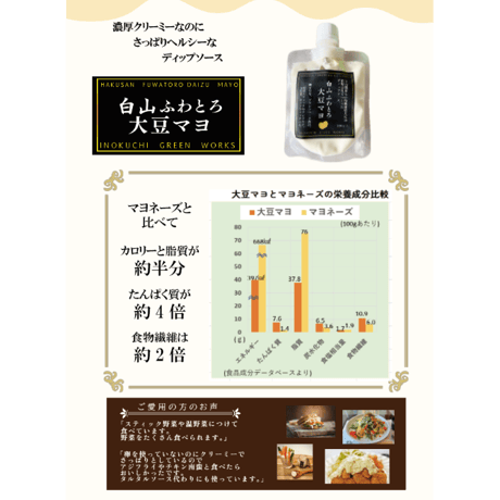 【白山ふわとろ大豆マヨ】パウチタイプ100g入。卵不使用！特別栽培大豆の濃厚豆乳でつくるマヨ風調味料。{宅急便}