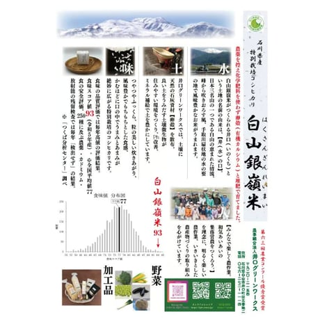 美味しさトップクラスのお米【石川県産特別栽培コシヒカリ「白山銀嶺米」令和7年産】精米10㎏/玄米10㎏