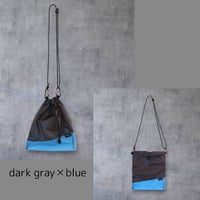 CORKSCREW×HATCHET "CORDURA®rip "mini" DRAWSTRING SACOCHE" Dark gray✕Blue