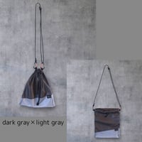 CORKSCREW×HATCHET "CORDURA®rip "mini" DRAWSTRING SACOCHE" Dark gray✕Silver gray
