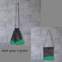 CORKSCREW×HATCHET "CORDURA®rip "mini" DRAWSTRING SACOCHE" Dark gray✕Green
