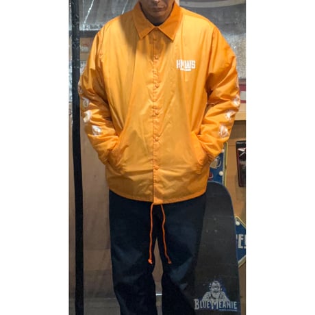"HAND" Orange Nylon coach jacket